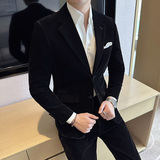 高级感金丝绒面料结婚西服套装男礼服西装两件套帅气LJT946-P235，男装西服套装，电商A213