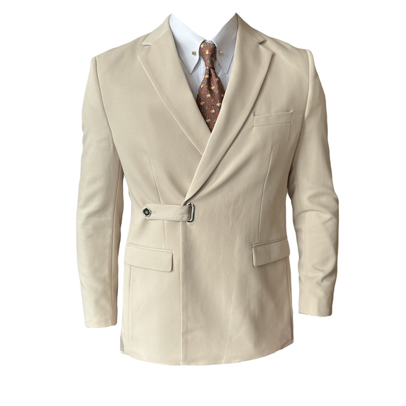 高级感西装外套男暗条纹西服商务休闲质感单西白色DX930-P168，男装西服，电商A213