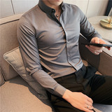 长期做~高级感竹纤维面料~S-7XL跑量质感长袖衬衫CS20-P45特，男装衬衫，电商A213