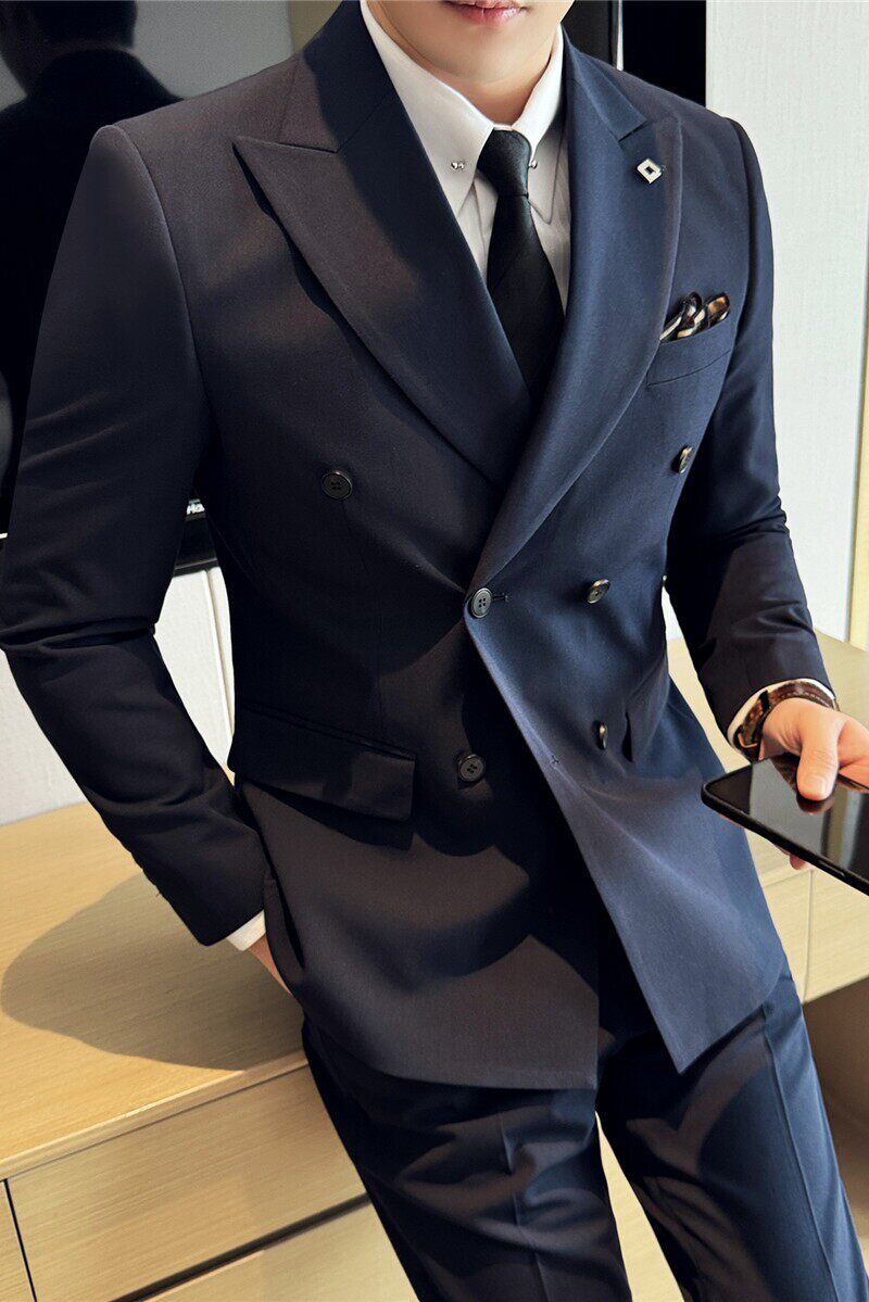 特价主推双排扣扣西装男外套修身商务西服上衣单西DX7053-P100特图片