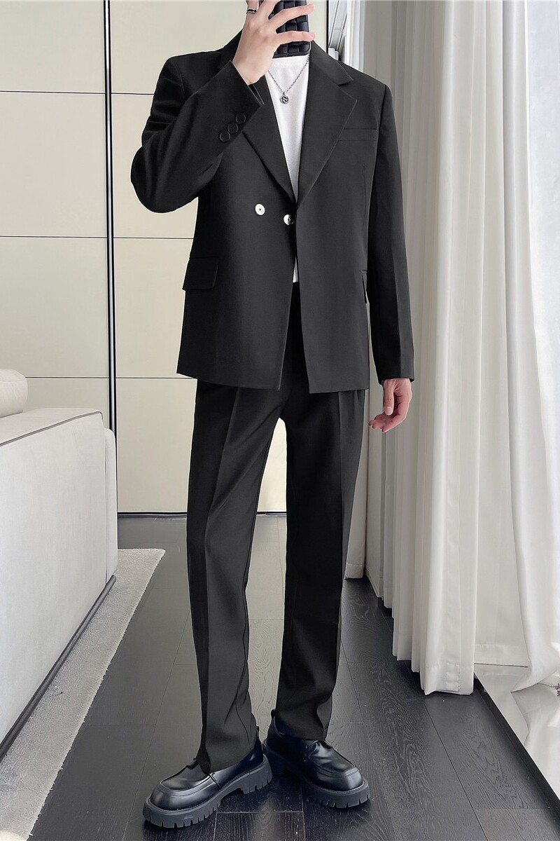 高级感西服套装男微阔两粒扣小西装垂感西装两件套LJT958-P235,男装西服套装,电商A213