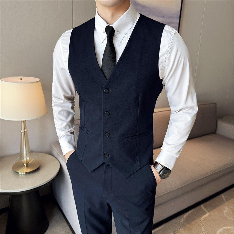 主推款-伴郎服兄弟装男婚礼西装马甲纯色坎肩背心DMJ7053-P40特图片