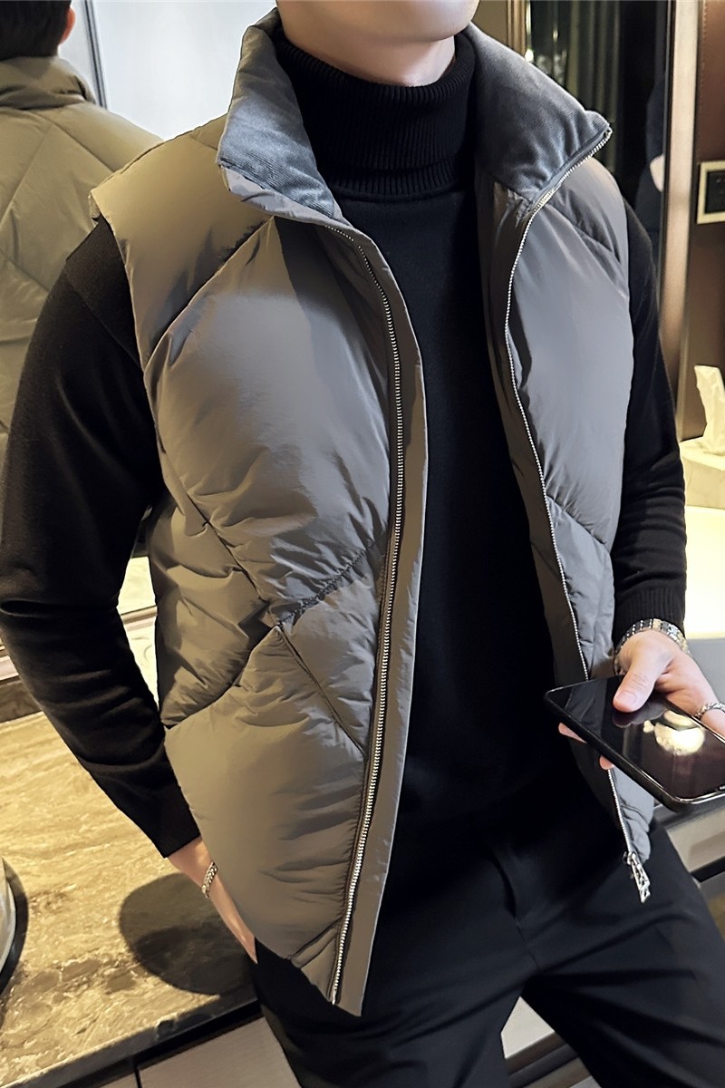 轻薄羽绒服白鸭绒保暖无袖外套男立领面包服羽绒马甲YR5533-P218，男装羽绒服，电商A213