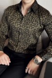 高级感亮面垂感抗皱气质长袖衬衫小众设计感豹纹衬衣潮CZ005-P63，男装衬衫，电商A213