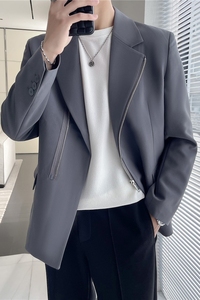 潮男主持人宴会礼服高级感西服外套设计感拉链西装DX5506-P198,牧羊人服装搭配图片