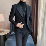 高级感暗花纹西服外套男休闲潮流西装男修身单西上衣DX45-P108，男装西服，电商A213