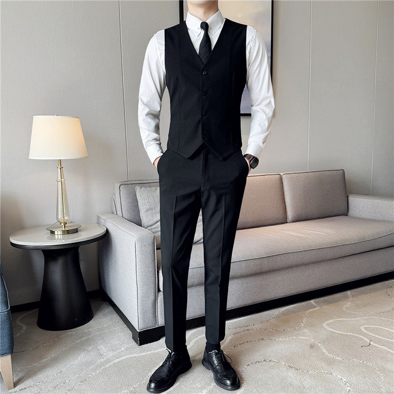 主推款-伴郎服兄弟装男正装套装修身马甲西裤两件套MJT7053-P90特,男装西裤,电商A213