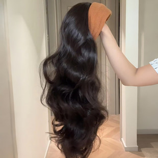 假发发箍一体真发头套女大波浪蓬松自然无痕款高颅顶神器真人发丝