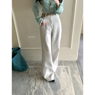 DARA ROSE-26年早春经典白色高腰休闲显瘦牛仔裤(配腰带)