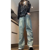 春季百搭牛仔裤男款裤子宽松直筒阔腿拖地长裤KS831P48控69，男装牛仔裤，电商B329