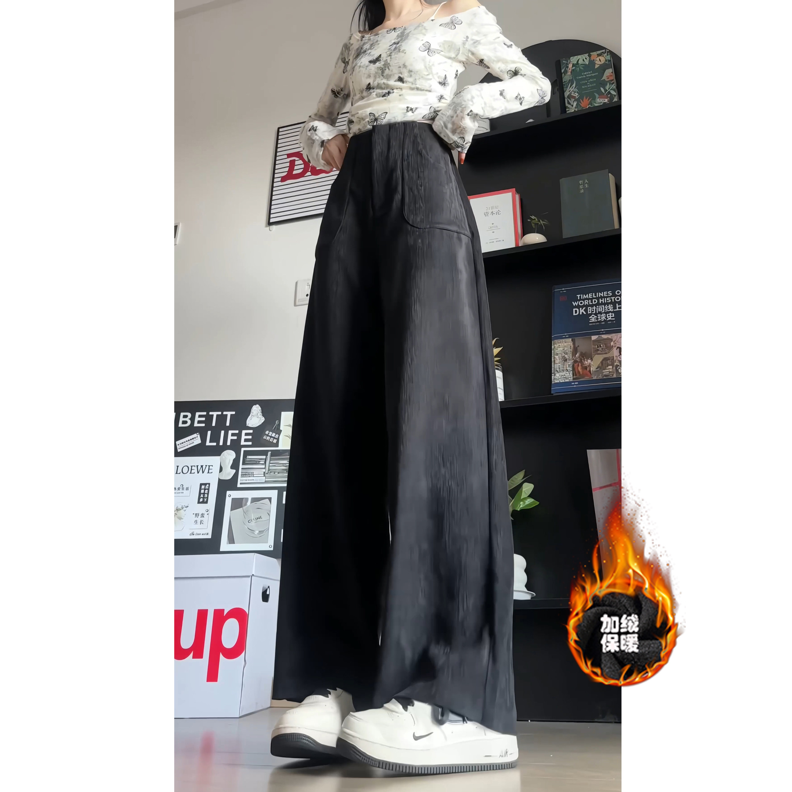 高品冬季加绒雪尼尔阔腿裤休闲裤子WH6802加绒P61特批没差价,男装卫衣,电商B329