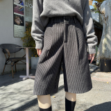 冬季条纹复古五分裤女宽松短裤休闲裤WH6932特批47没差价，男装牛仔裤，电商B329