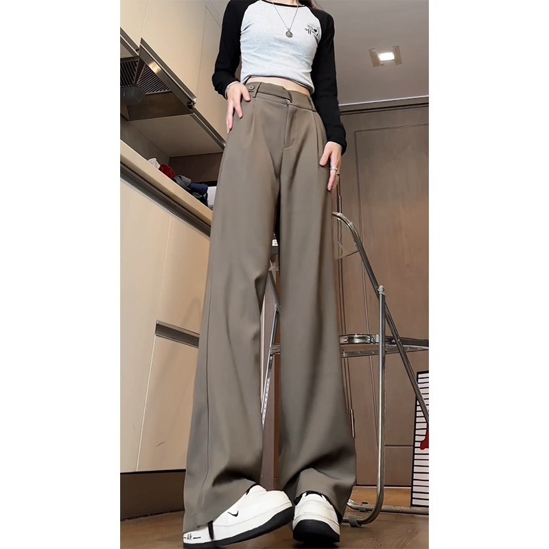 春季西裤百搭女裤直筒休闲拖地阔腿西装裤WH6602P55控78,男装西服套装,电商B329