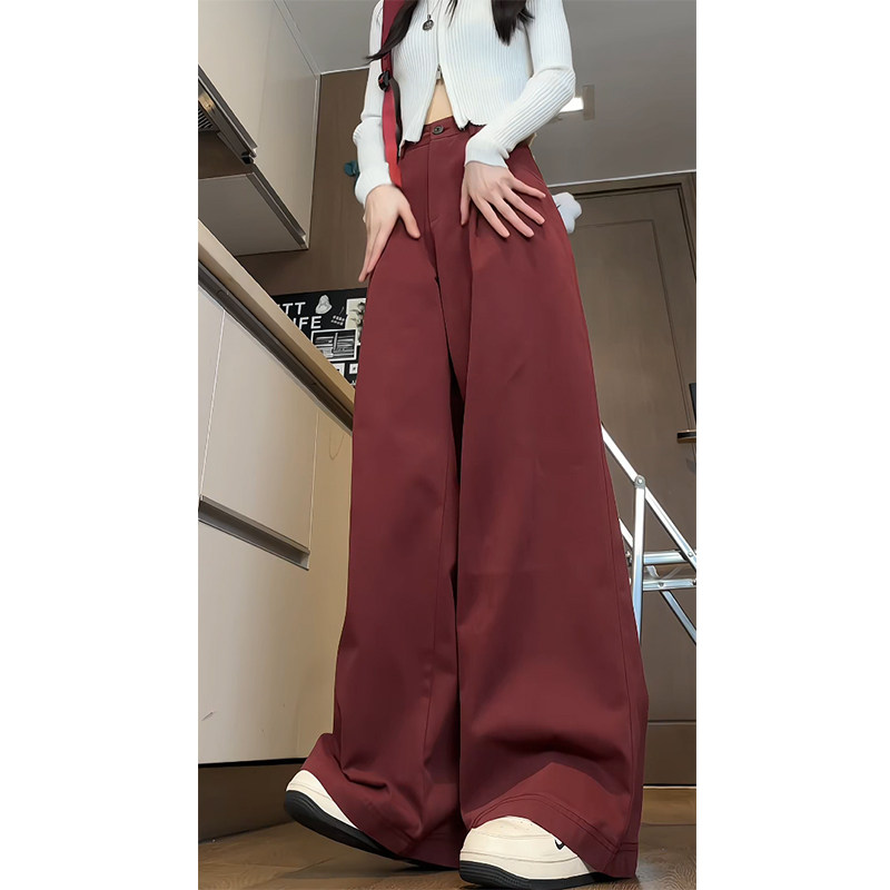 春季安可拉红棉抗皱休闲工装裤女老钱风阔腿裤WJ1633P60控88,男装工装外套,电商B329