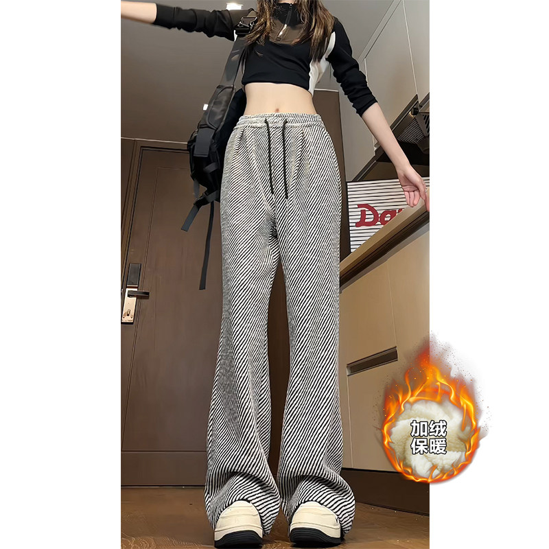 冬季加绒阔腿裤休闲复古针织女裤子WH6830加绒P57特批没差价图片