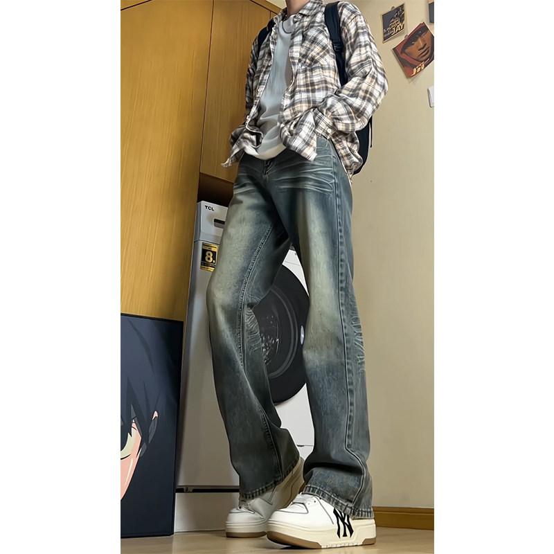 2025春季同学美式复古印花宽松牛仔裤水洗B329-KS861P48控78图片