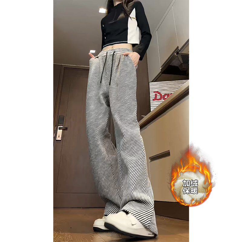 2025冬季加绒阔腿裤休闲复古针织女裤子WH6830加绒P57特批没差价，男装卫衣，电商B329