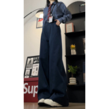 2025秋季加长帆布直筒阔腿裤洗水棉休闲裤女工装裤WJ5805P60控88，男装工装外套，电商B329