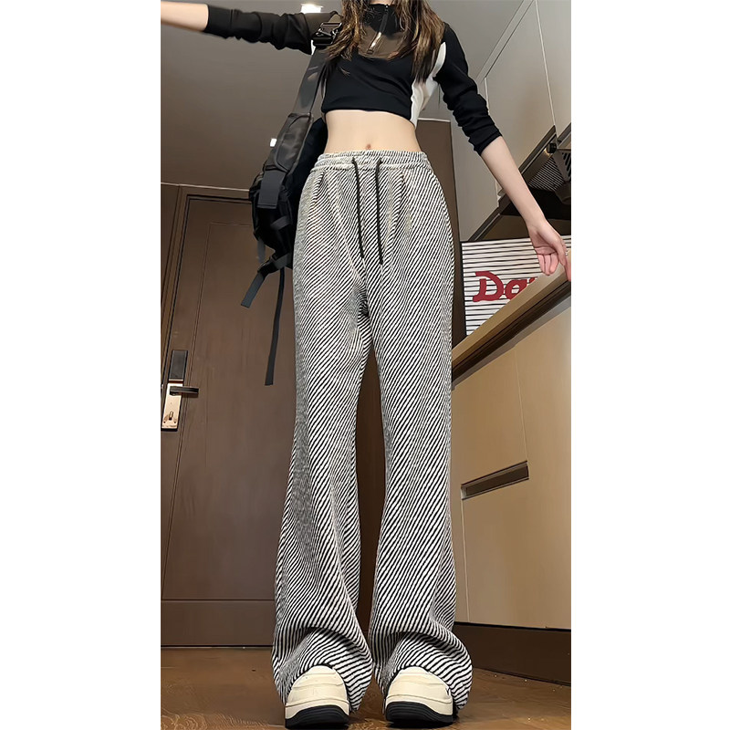 冬季加绒阔腿裤休闲复古针织女裤子WH6830加绒P57特批没差价,男装卫衣,电商B329