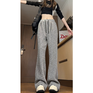 冬季加绒阔腿裤休闲复古针织女裤子WH6830加绒P57特批没差价图片