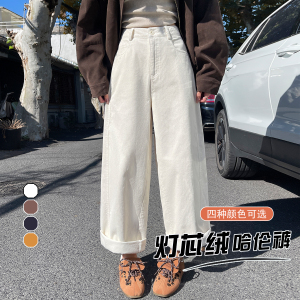 高品冬季阔腿弯刀裤百搭灯芯绒休闲女裤子WH6930特批P54没差价图片