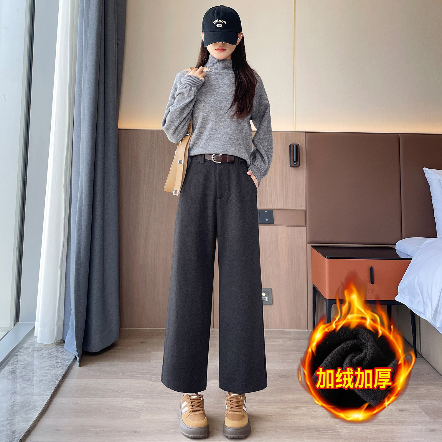 高品冬季加厚女九分裤休闲裤子WH5103加绒P58泥料特批没差价,男装卫衣,电商B329