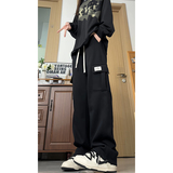 美式重磅工装裤子男生春秋季多口袋拼接中性简约潮牌宽松直筒长裤，男装休闲裤，电商B329