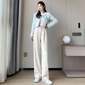 2025泥料加绒保暖冬季西裤毛呢女休闲裤WH6636P60控88加绒P70图片