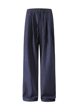 2025春夏牛仔蓝条纹阔腿裤慵懒风休闲裤B329-WH5113P55控88Q