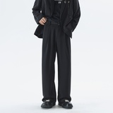 春季垂感休闲西裤男纯色简约百搭西装长裤日系WH6602P55控78，男装西服套装，电商B329