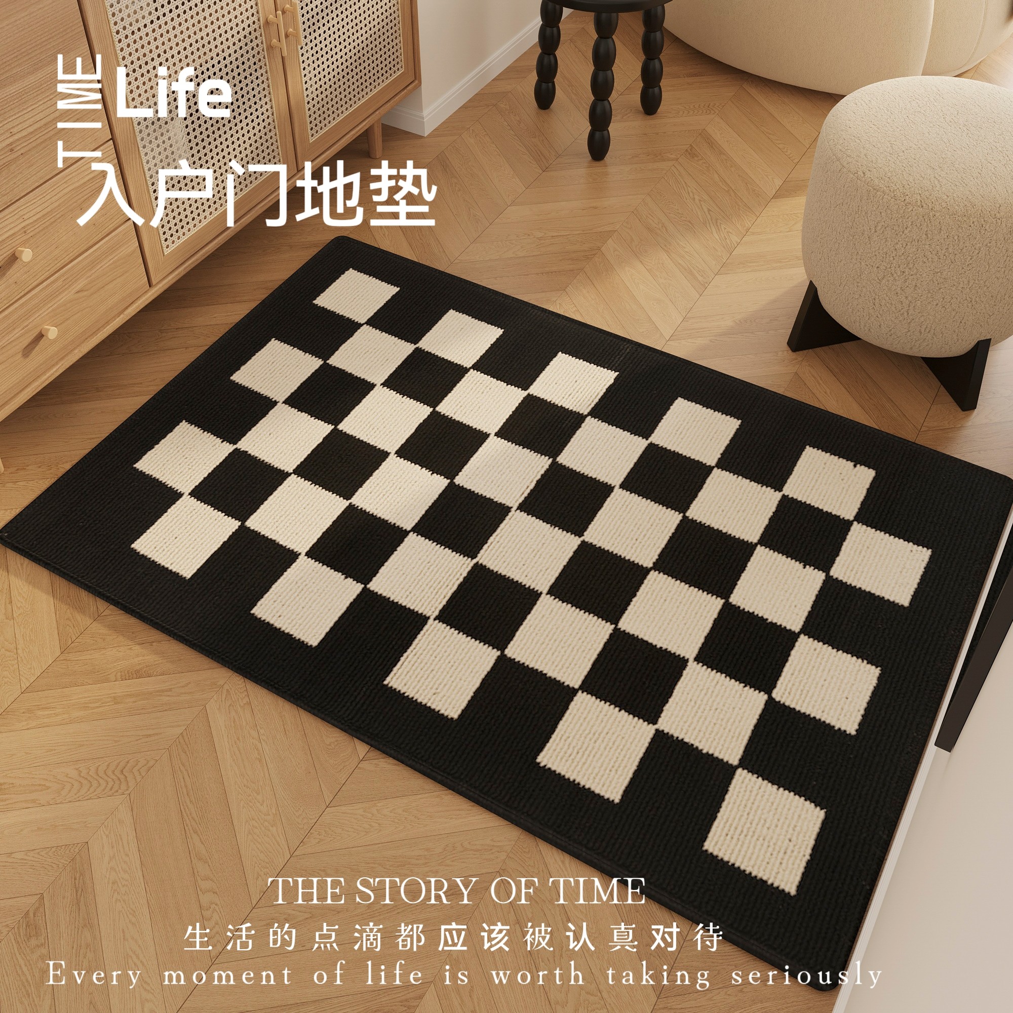 2024新款入户门外地垫进大门口棋盘格地毯防滑耐脏垫子除尘蹭脚垫,居家布艺,入户地垫,淘宝优惠券,粉丝福利购,淘宝优惠卷