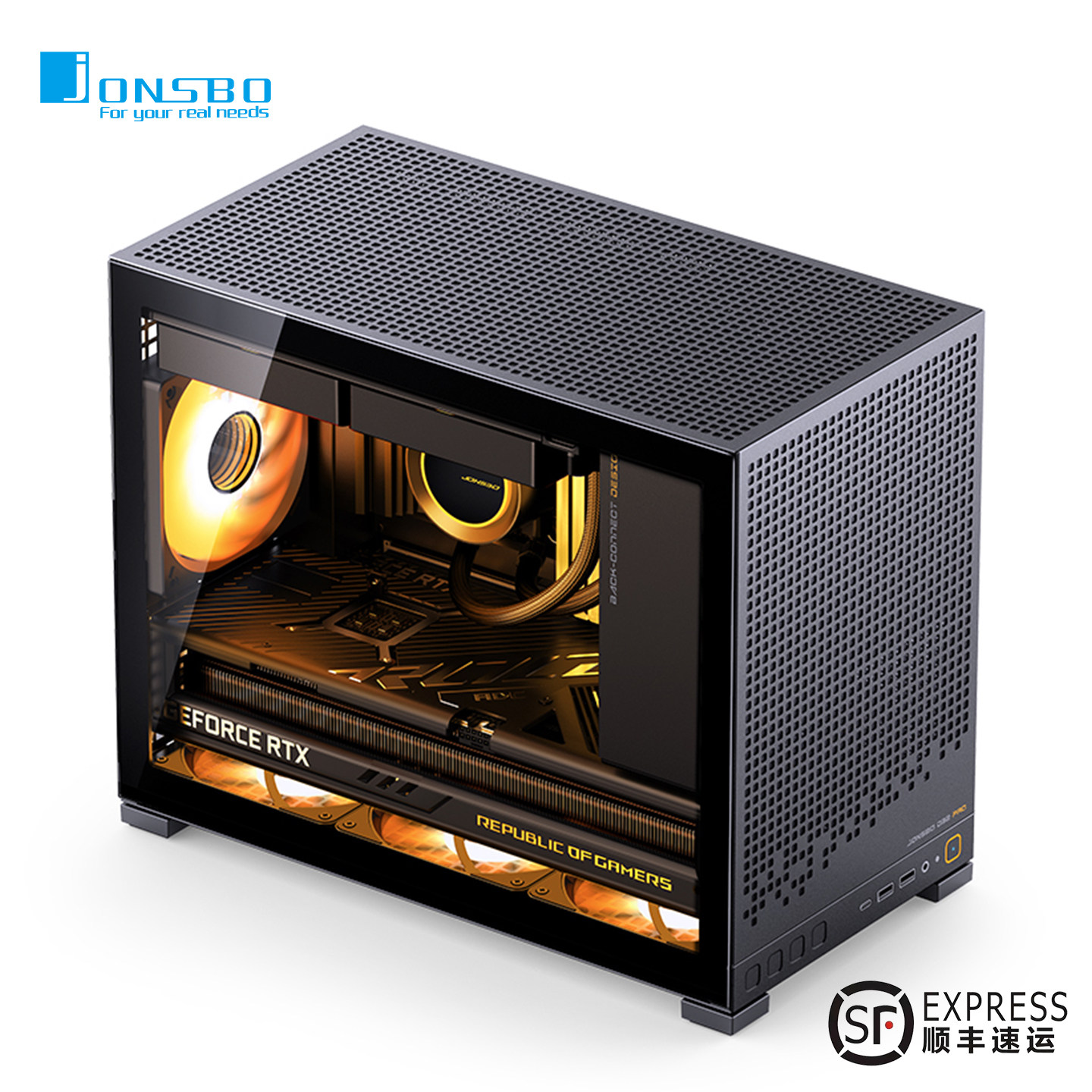 乔思伯D32 PRO悟MATX机箱桌面台式电脑主机透气外壳立式玻璃侧透