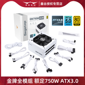 鑫谷GM750W冰山版金牌全模组电源电脑台式机850W白色ATX3.0机箱
