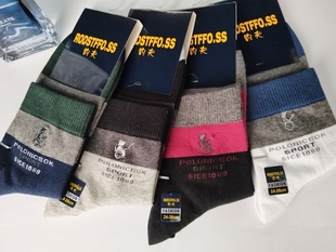 12双价钓夫D151男士 精梳棉中筒刺绣男袜