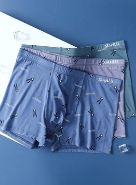 （两条盒装）贤露莫代尔兔子印花裆部抑菌男士平角裤13274