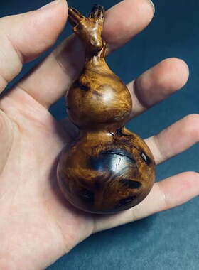 天然百年雷击木雷焦木制龙头福禄葫芦车挂摆件挂件驱X手把件