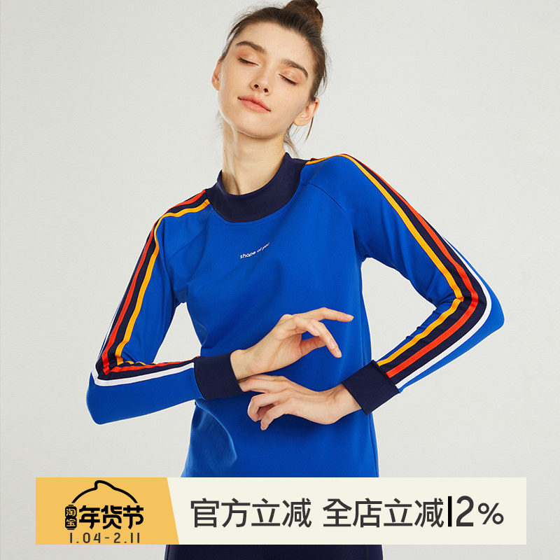 小溪家复古学院风透气训练跑步长袖健身上衣秋冬紧身显瘦瑜伽服女