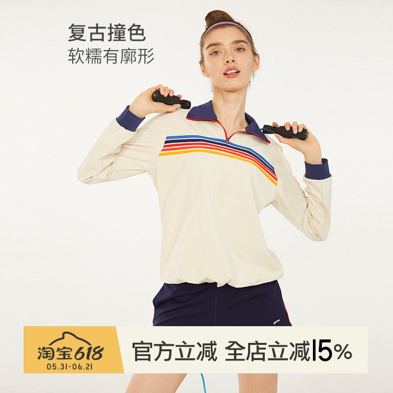 小溪家复古学院风运动宽松休闲卫衣套头瑜伽跑步健身服速干上衣女