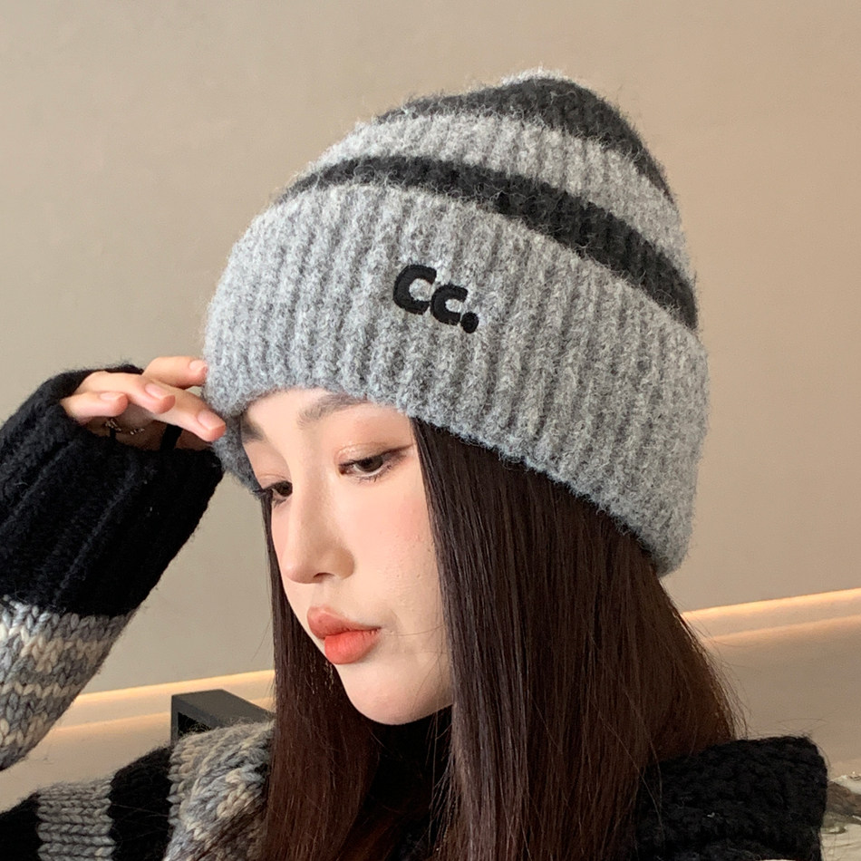 女款针织毛线帽秋冬加厚保暖户外护耳成人防风套头帽防寒帽子新款