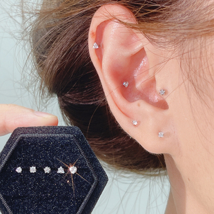 钛钢爆闪迷你钻小鼻嘎耳骨钉超小钻耳钉隐形钻钉拧螺丝养耳洞耳环
