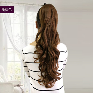 包邮假发马尾 长卷发绑带式马尾假发 接假发片 逼真 大波浪长卷发