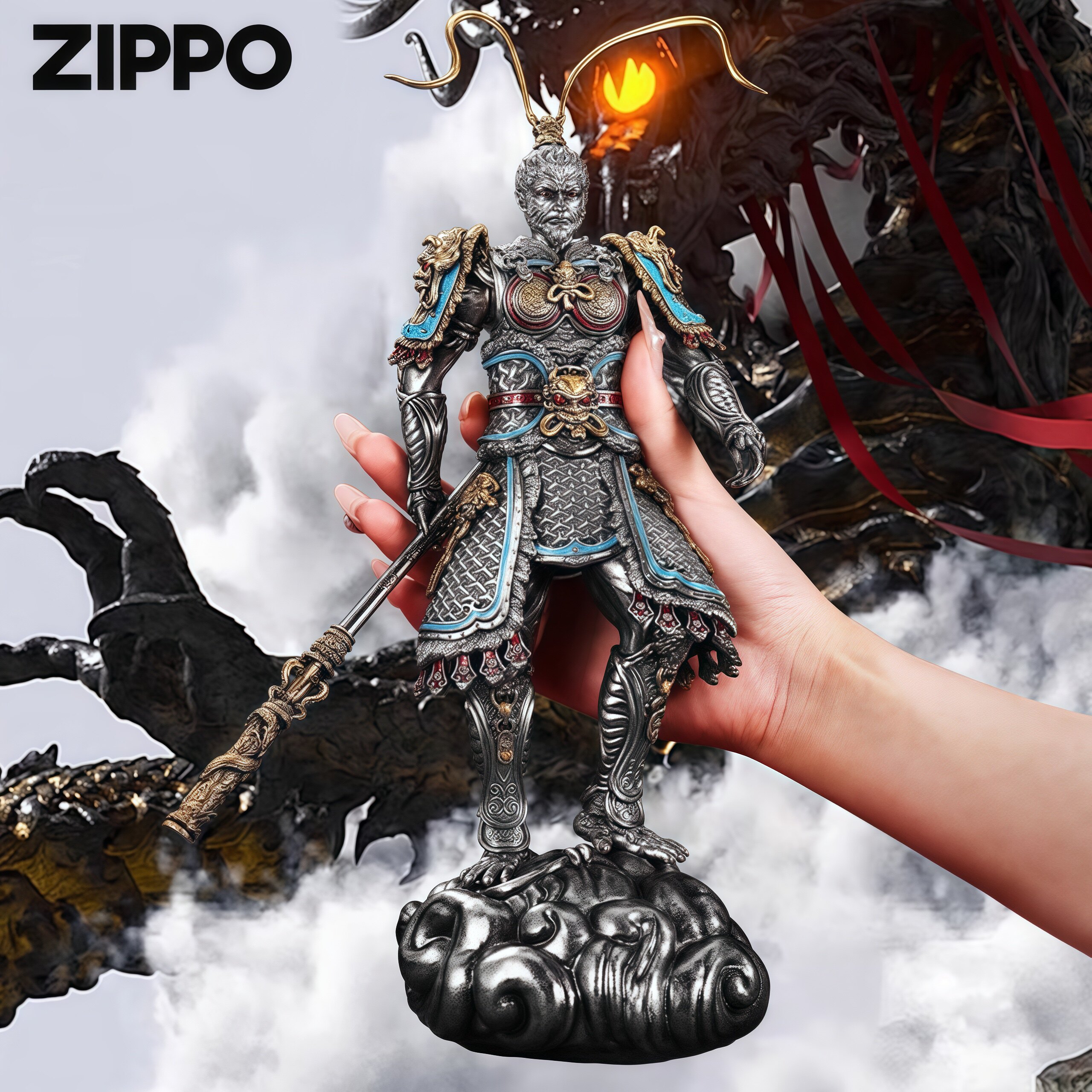 zippo打火机齐天大圣黑悟空手办外壳国风防风煤油送男友礼物正品