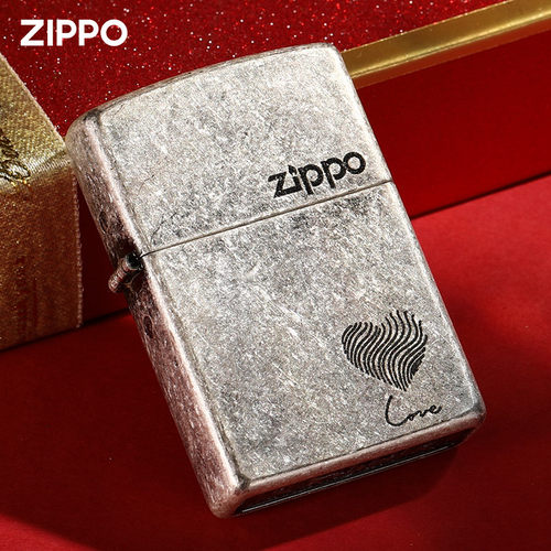 zippo打火机古银爱心指纹送男友