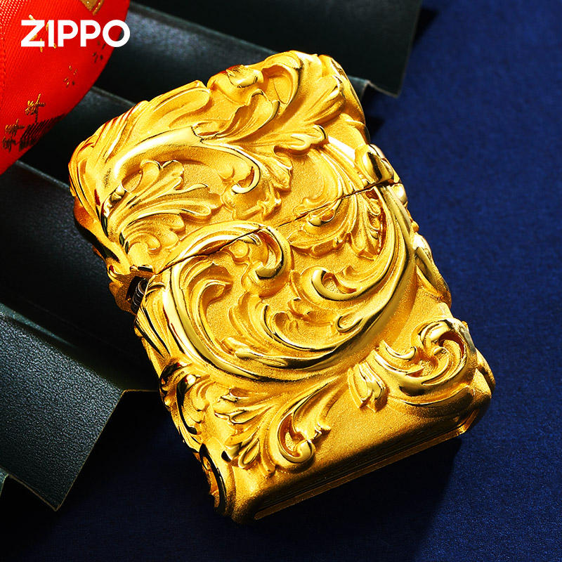 zippo打火机唐草金镀金盔甲机正品官方正版送礼收藏芝宝男士防风