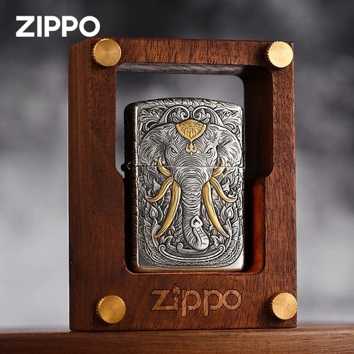 zippo打火机正品鎏金繁花景象
