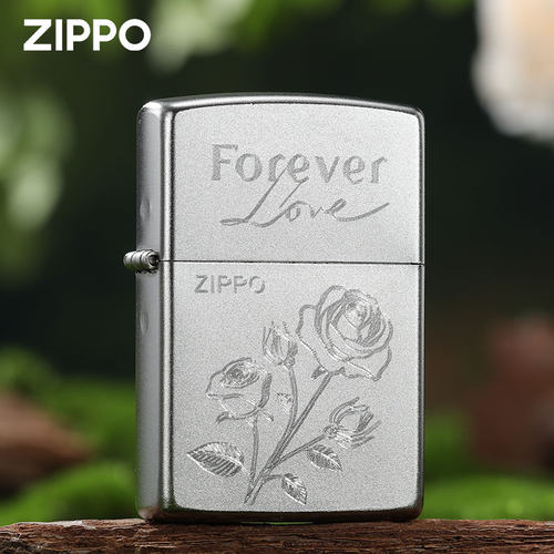 之宝zippo正品打火机磨砂雕刻 爱心玫瑰送男友礼物煤油外壳刻字