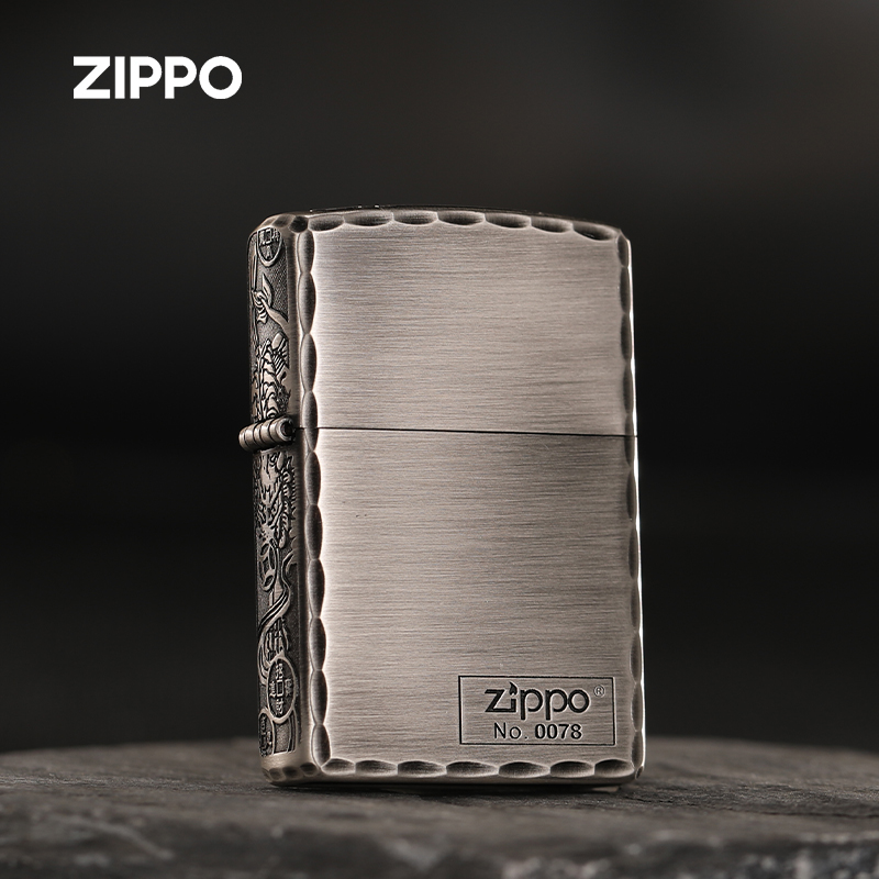 zippo正品打火机侧雕三面貔貅