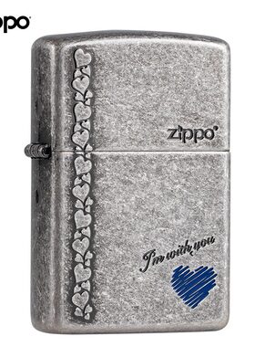 Zippo打火机正品古银蓝心