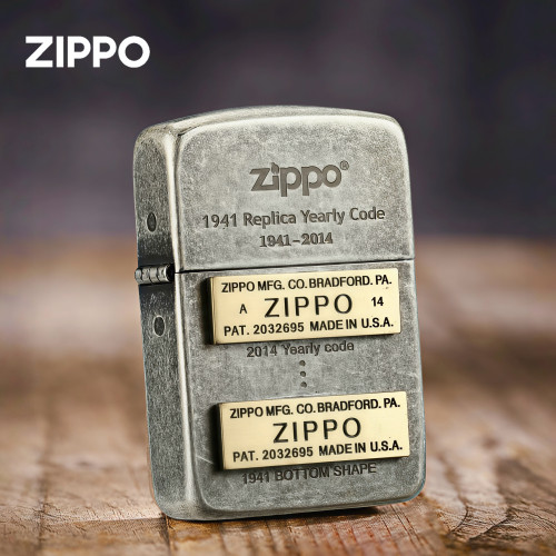 zippo打火机1941复刻经典贴章古银官方正版煤油防风礼物送男士