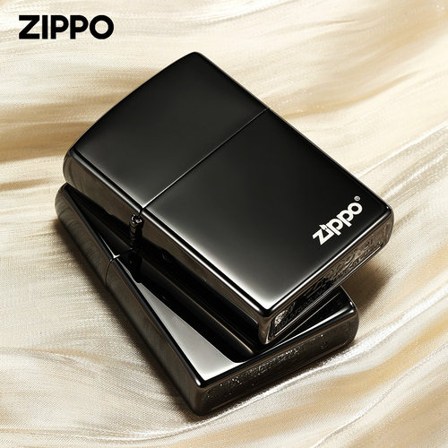 正版zippo打火机经典黑冰标志